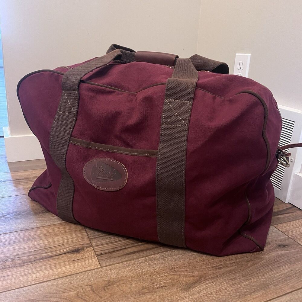 Missabe Railroad DM&IR Maroon Burgundy Large Canvas Duffel Bag Duluth Back